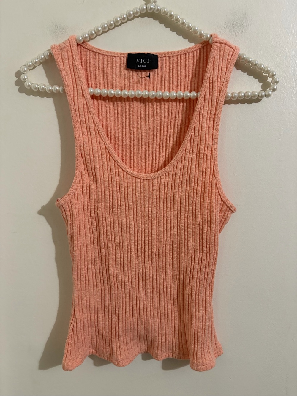 VICI Peach Ribbed Scoop Neck Tank